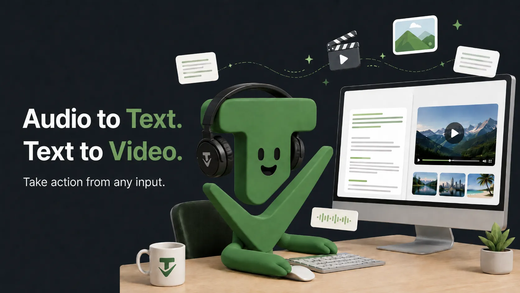 Tasklet audio transcription and video generation